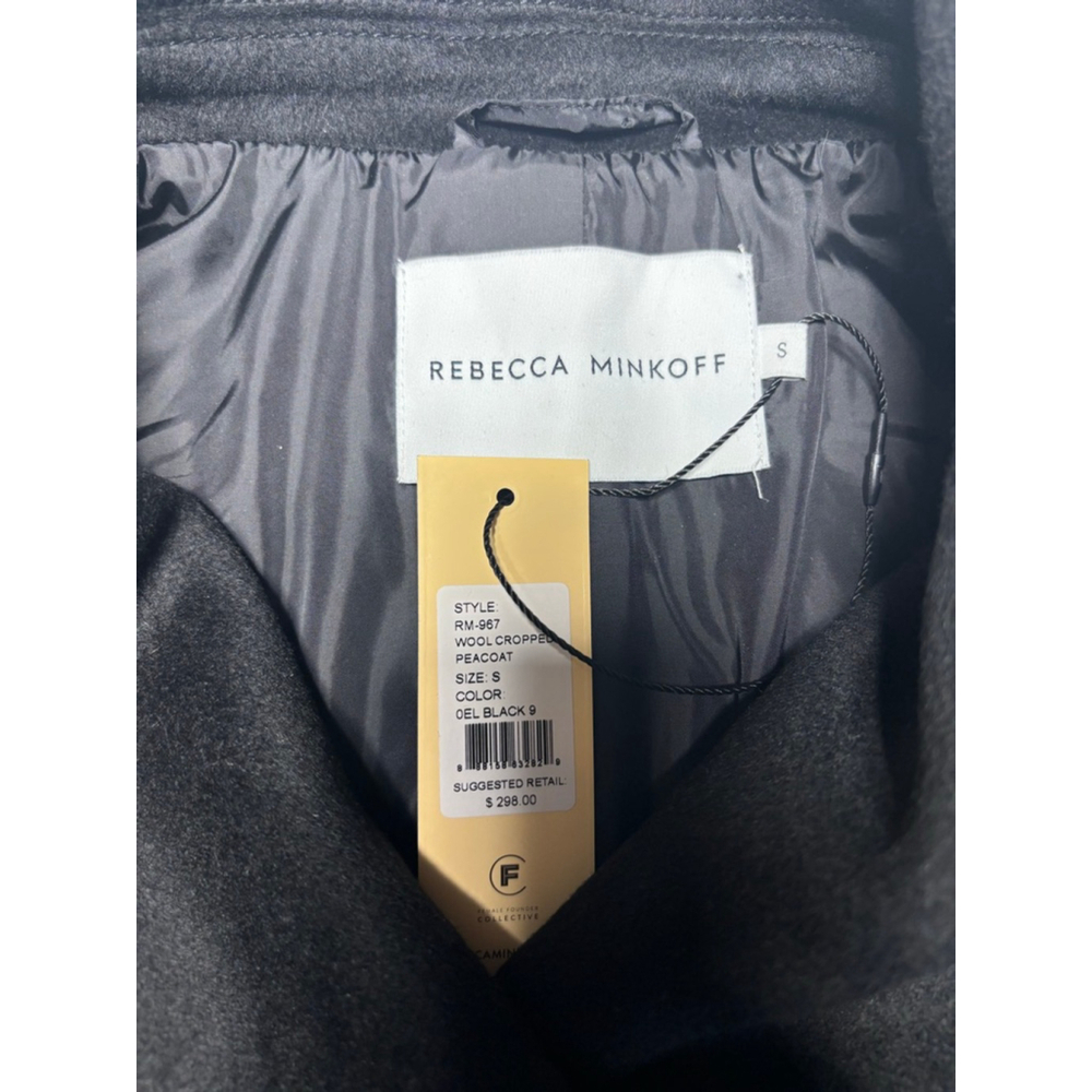 NWT Rebecca Minkoff Minimalist Black Wool Blend Cropped Pea Coat Size Small - Picture 6 of 8